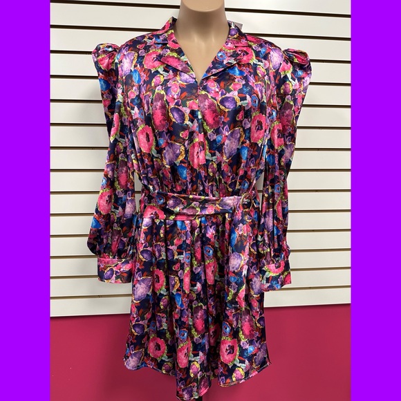 Sassy Jones Dresses & Skirts - Sassy Jones Essie Luxe Buckle Dress Jewel 💎 Toned Print. High-low, knee length